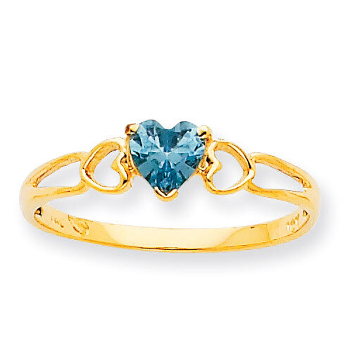 Polished Geniune Aquamarine Birthstone Ring 10k Gold 10XBR156