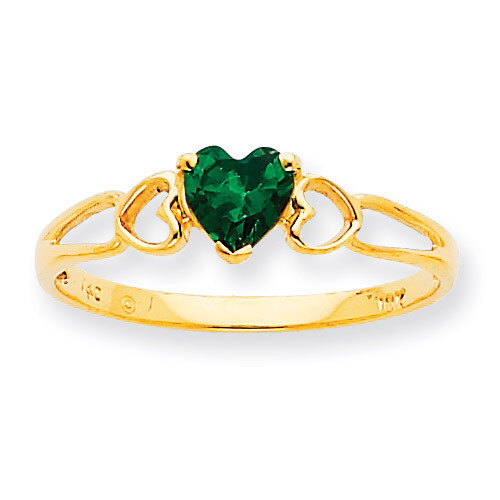 Polished Geniune Emerald Birthstone Ring 10k Gold 10XBR158