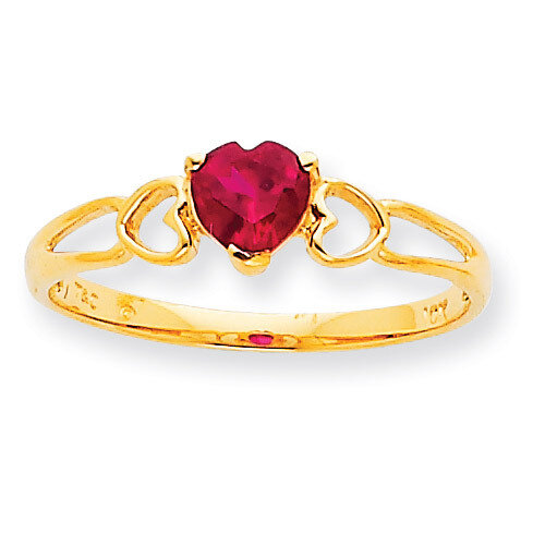 Polished Geniune Ruby Birthstone Ring 10k Gold 10XBR160
