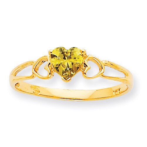 Polished Geniune Peridot Birthstone Ring 10k Gold 10XBR161