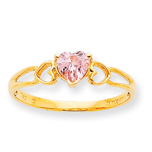 Polished Geniune Pink Tourmaline Birthstone Ring 10k Gold 10XBR163