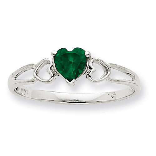 Polished Geniune Emerald Birthstone Ring 10k White Gold 10XBR170