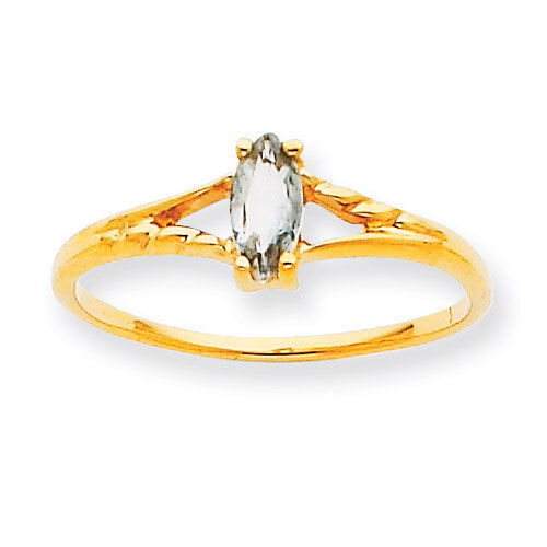 Polished Geniune White Topaz Birthstone Ring 10k Gold 10XBR181