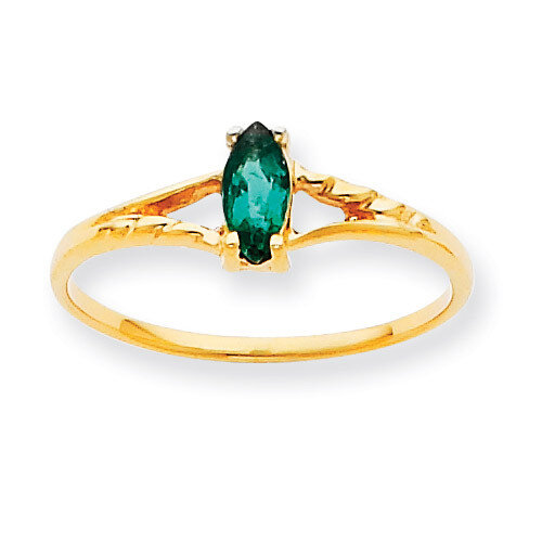 Polished Geniune Emerald Birthstone Ring 10k Gold 10XBR182