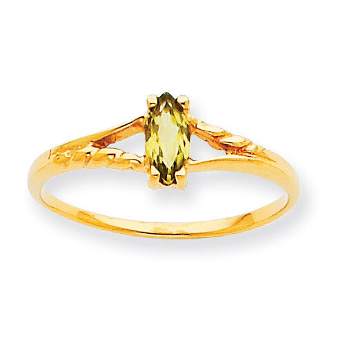 Polished Geniune Peridot Birthstone Ring 10k Gold 10XBR185