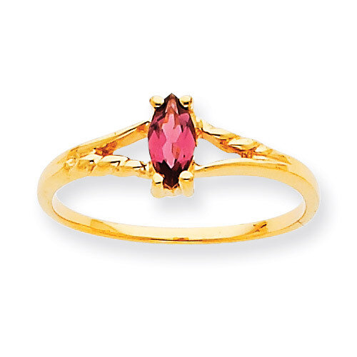 Polished Geniune Pink Tourmaline Birthstone Ring 10k Gold 10XBR187