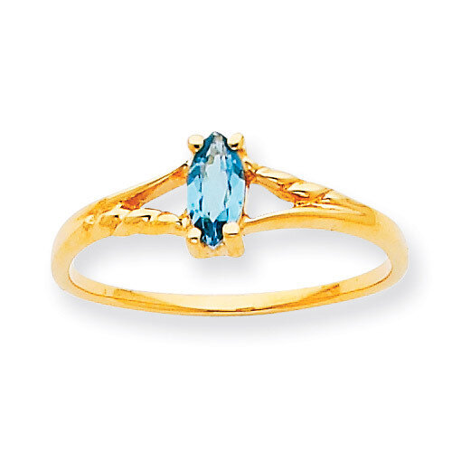 Polished Geniune Blue Topaz Birthstone Ring 10k Gold 10XBR189