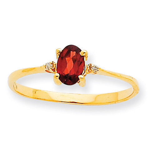 Polished Geniune Diamond &amp; Garnet Birthstone Ring 10k Gold 10XBR202