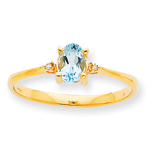 Polished Geniune Diamond &amp; Aquamarine Birthstone Ring 10k Gold 10XBR204, MPN: 10XBR204, 191101091667