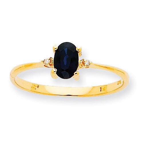 Polished Geniune Diamond & Saphire Birthstone Ring 10k Gold 10XBR210