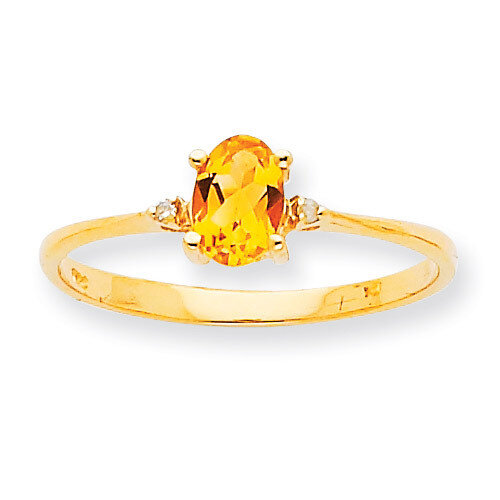 Polished Geniune Diamond & Citrine Birthstone Ring 10k Gold 10XBR212