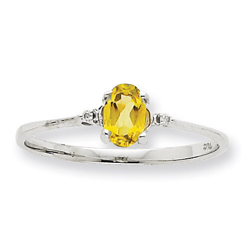 Polished Geniune Diamond & Peridot Birthstone Ring 10k White Gold 10XBR221