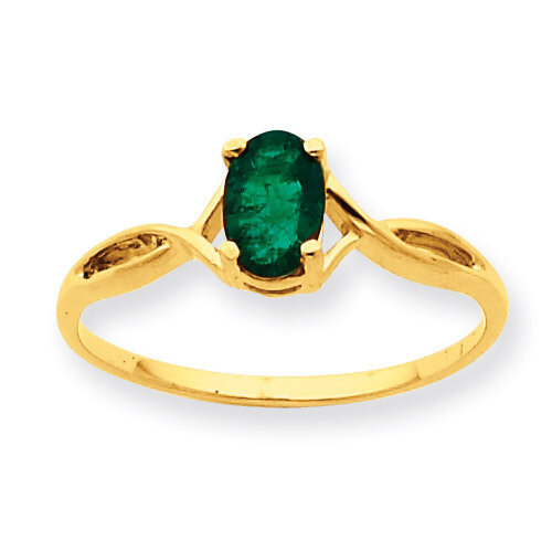 Polished Geniune Emerald Birthstone Ring 10k Gold 10XBR230