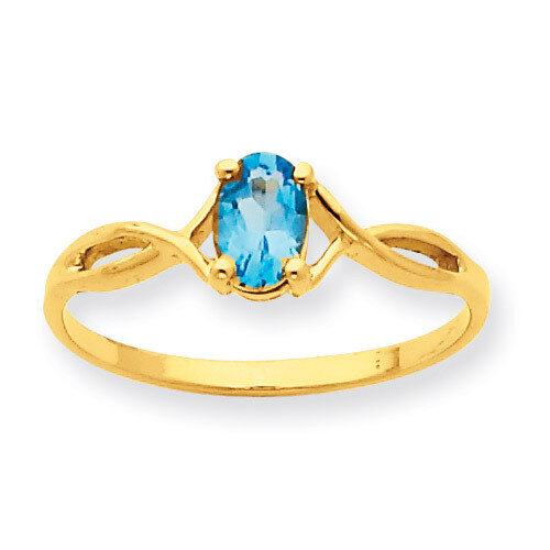 Polished Geniune Blue Topaz Birthstone Ring 10k Gold 10XBR237