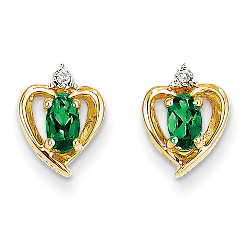 Diamond &amp; Genuine Emerald Earrings 10k Gold 10XBS489, MPN: 10XBS489, 191101833724