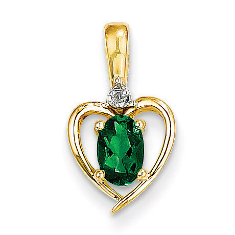 Diamond & Genuine Emerald Pendant 10k Gold 10XBS494
