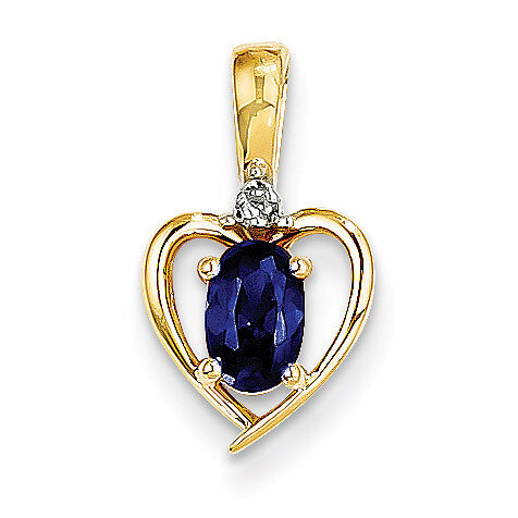 Diamond & Genuine Sapphire Pendant 10k Gold 10XBS508