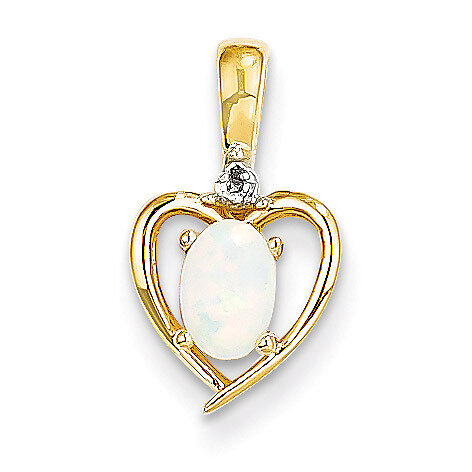 Diamond & Genuine Opal Pendant 10k Gold 10XBS509