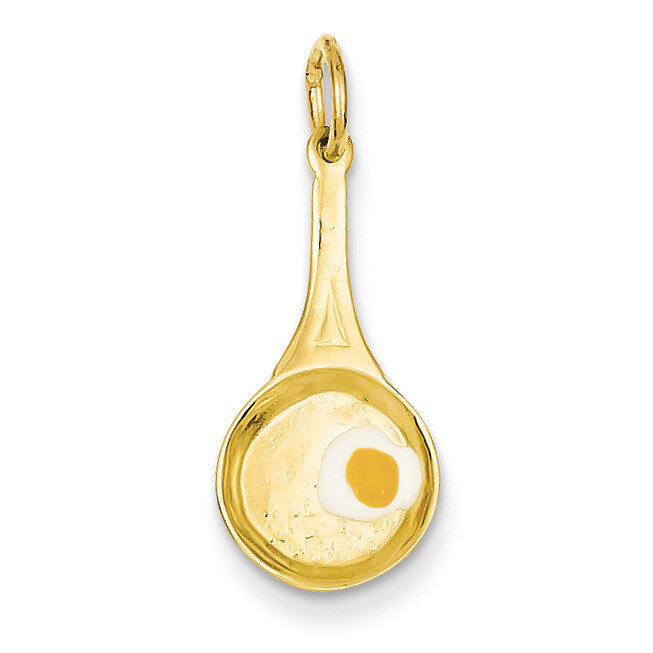 Frying Pan with Enameled Egg Charm 14k Gold A0162