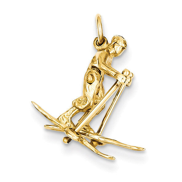 Moveable Snow Skier Charm 14k Gold A0170