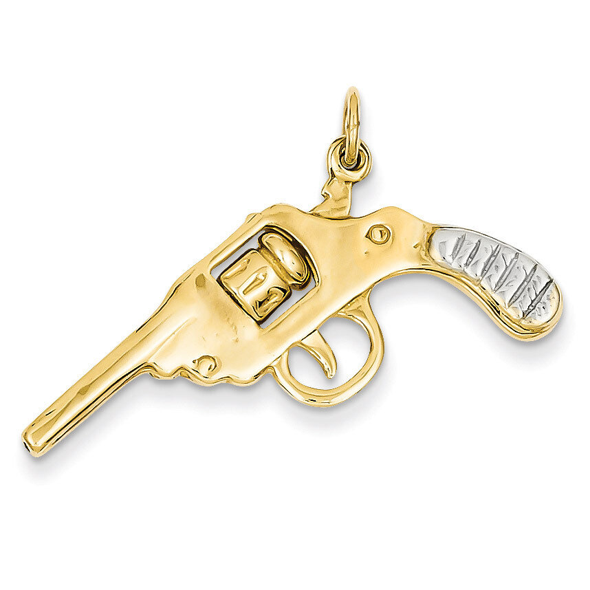 Moveable Revolver Charm 14k Gold A0381