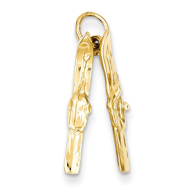 Pair of Skis Charm 14k Gold A1224