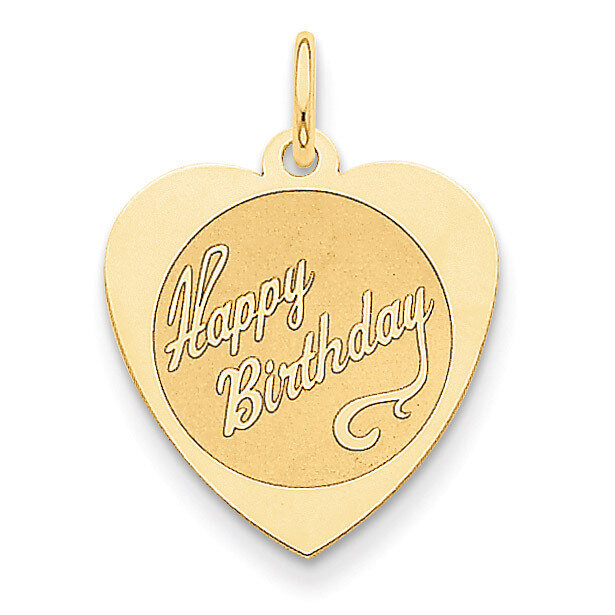 Happy Birthday Heart Disc Charm 14k Gold A2000/L