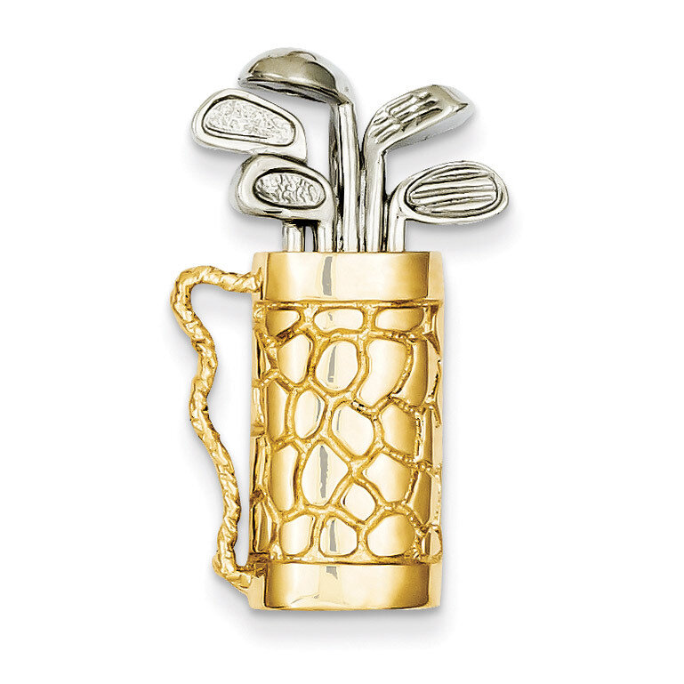 Golf Bag with Clubs Pendant 14k Gold A9477