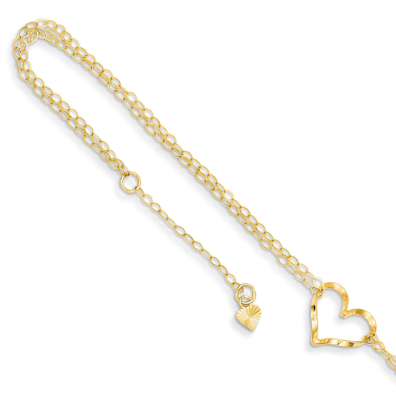 Double Strand Heart Anklet 9 Inch 14k Gold ANK173-9