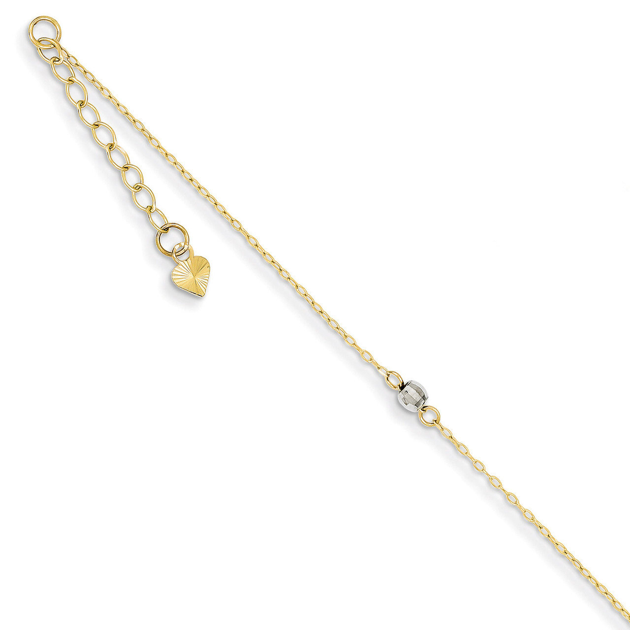 Mirror Bead Anklet 9 Inch 14k Two-Tone Gold ANK185-9