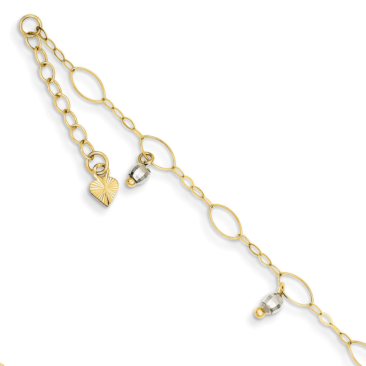 Mirror Beaded Anklet 9 Inch 14k Two-Tone Gold ANK187-9