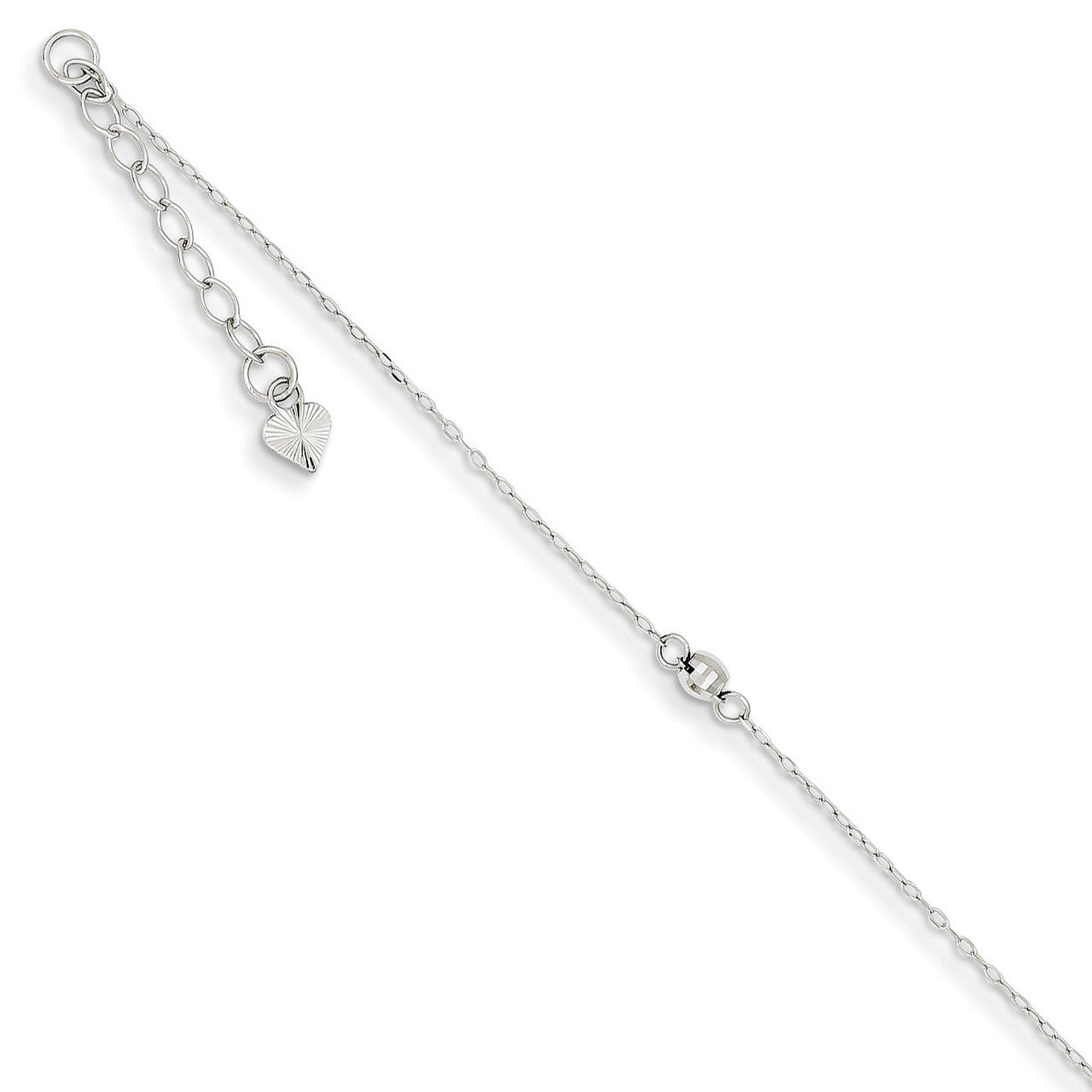 Mirror Beaded Anklet 9 Inch 14k White Gold ANK191-9