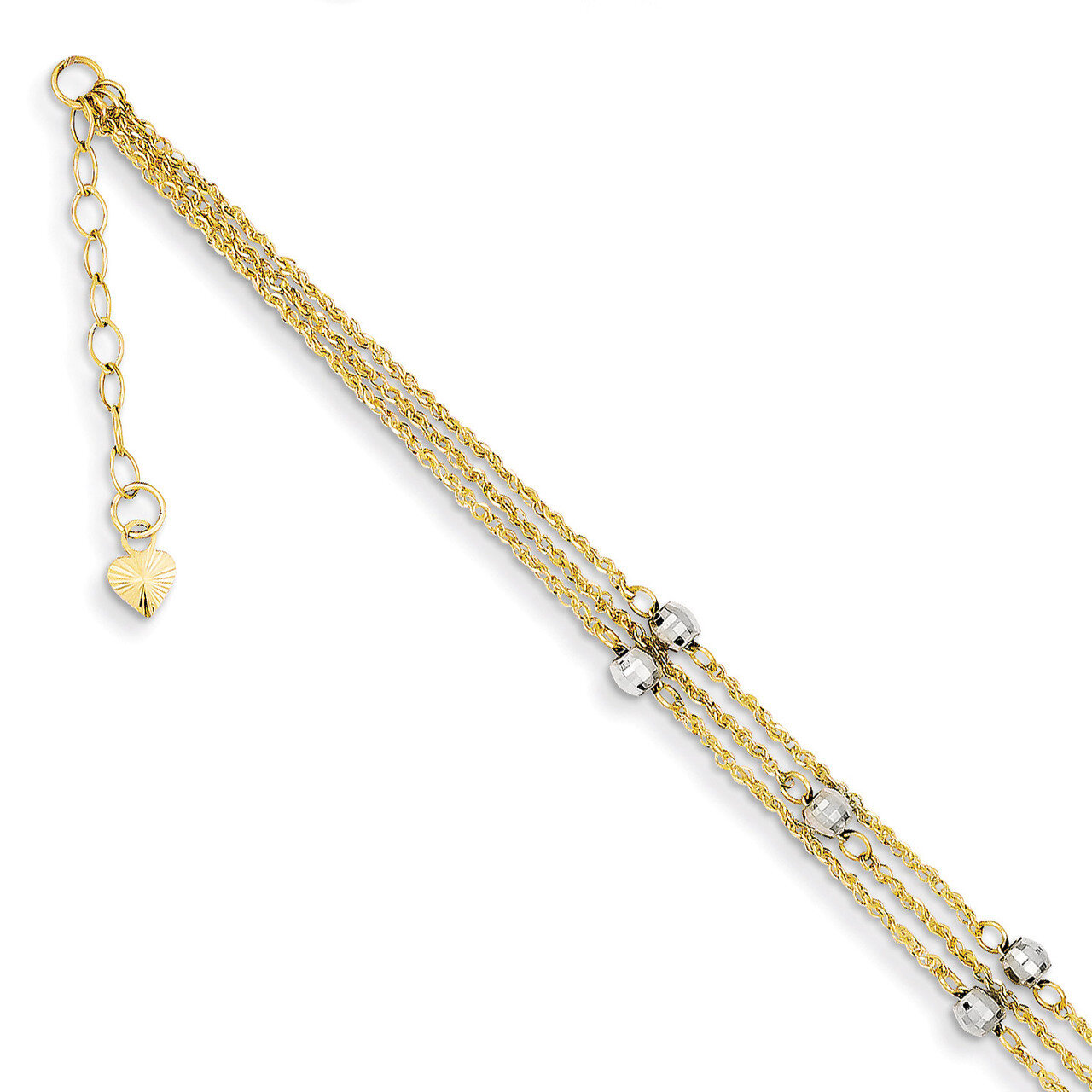 Triple Strand Anklet 9 Inch 14k Two-Tone Gold ANK194-9