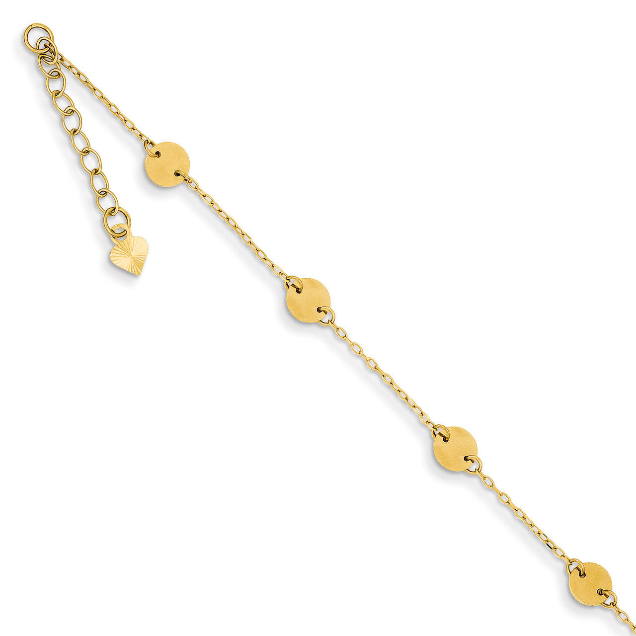 Disc Adjustable Anklet 9 Inch 14k Gold Polished ANK195-9, MPN: ANK195-9, 191101093647