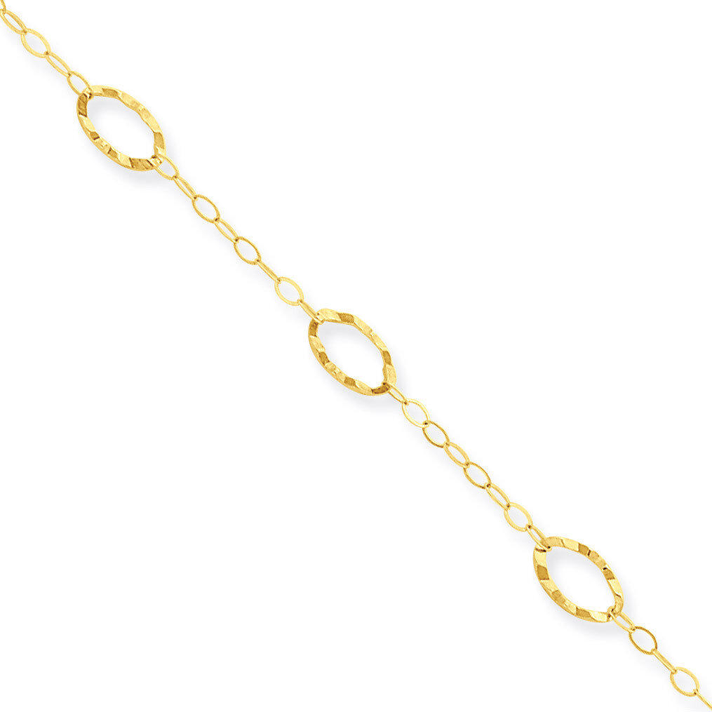 Oval Shapes 9in with 1in ext Anklet 10 Inch 14k Gold ANK223-10
