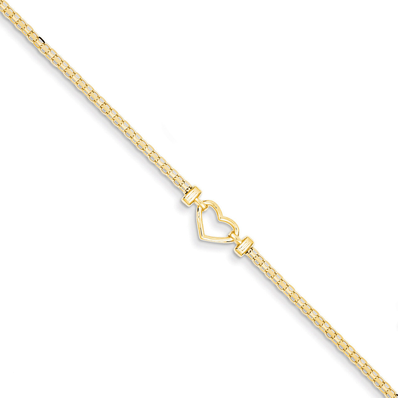 Open-Heart Anklet 10 Inch 14k Gold Polished ANK29-10