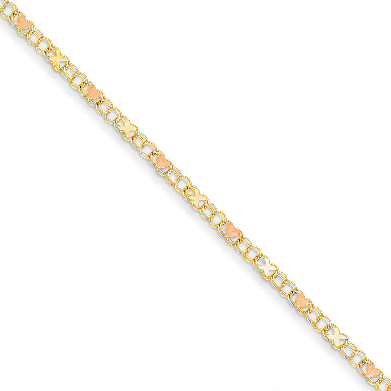 X&#39;s &amp; Hearts Anklet 10 Inch 14K Gold &amp; Rhodium ANK69-10, MPN: ANK69-10, 886774987712