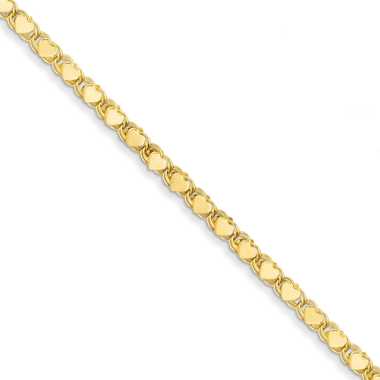 Double-Sided Heart Anklet 10 Inch 14k Gold Polished ANK98-10