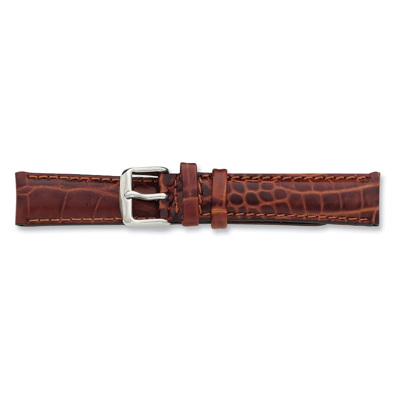 24mm Havana Crocodile Chrono Silver-tone Buckle Watch Band BA104-24, MPN: BA104-24, 886774140209