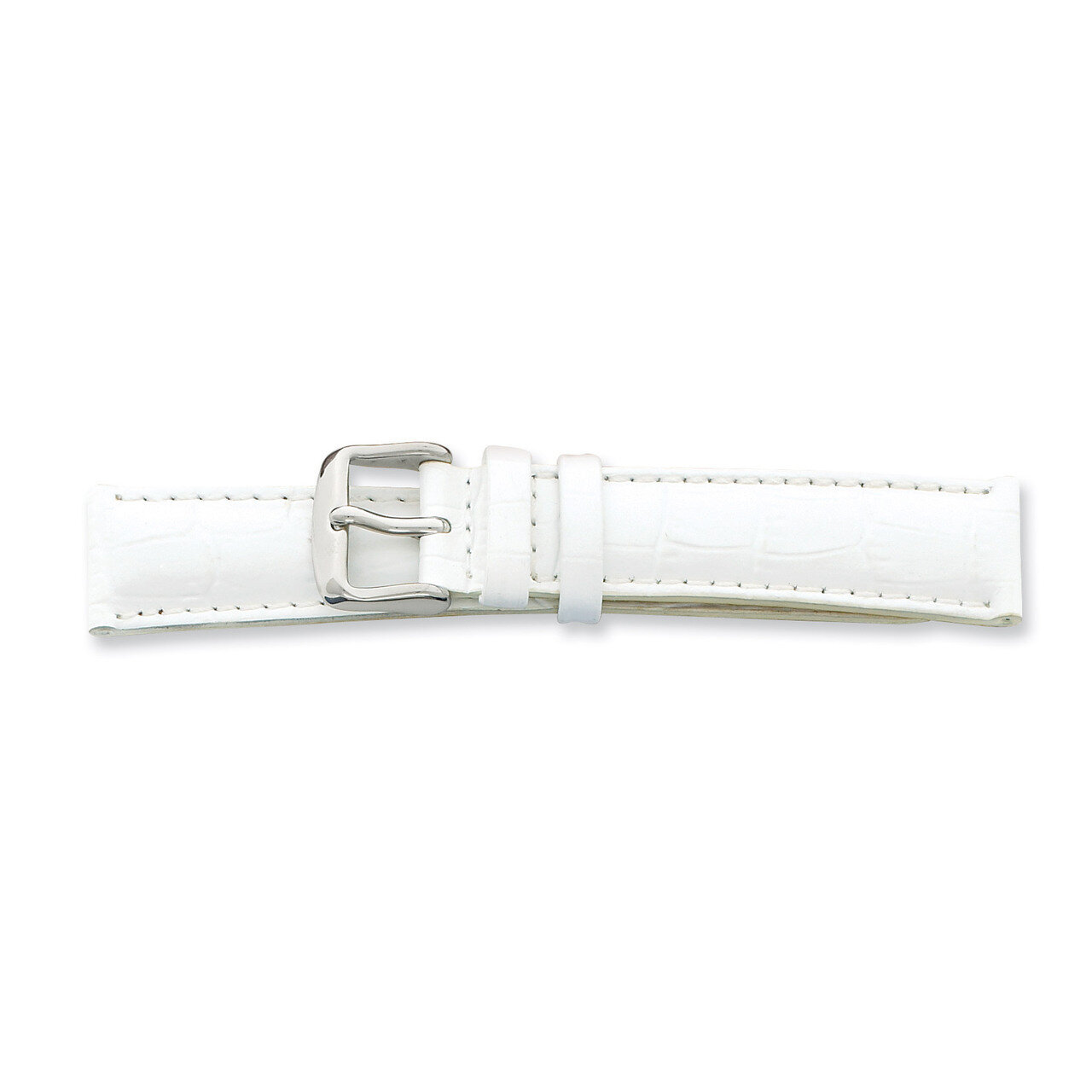 24mm White Crocodile Grain Chrono Silver-tone Buckle Watch Band BA108-24, MPN: BA108-24, 8867741405…
