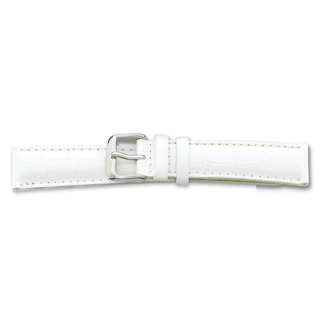 24mm Long White Crocodile Grain Chrono Silver-tone Buckle Watch Band BA108L-24