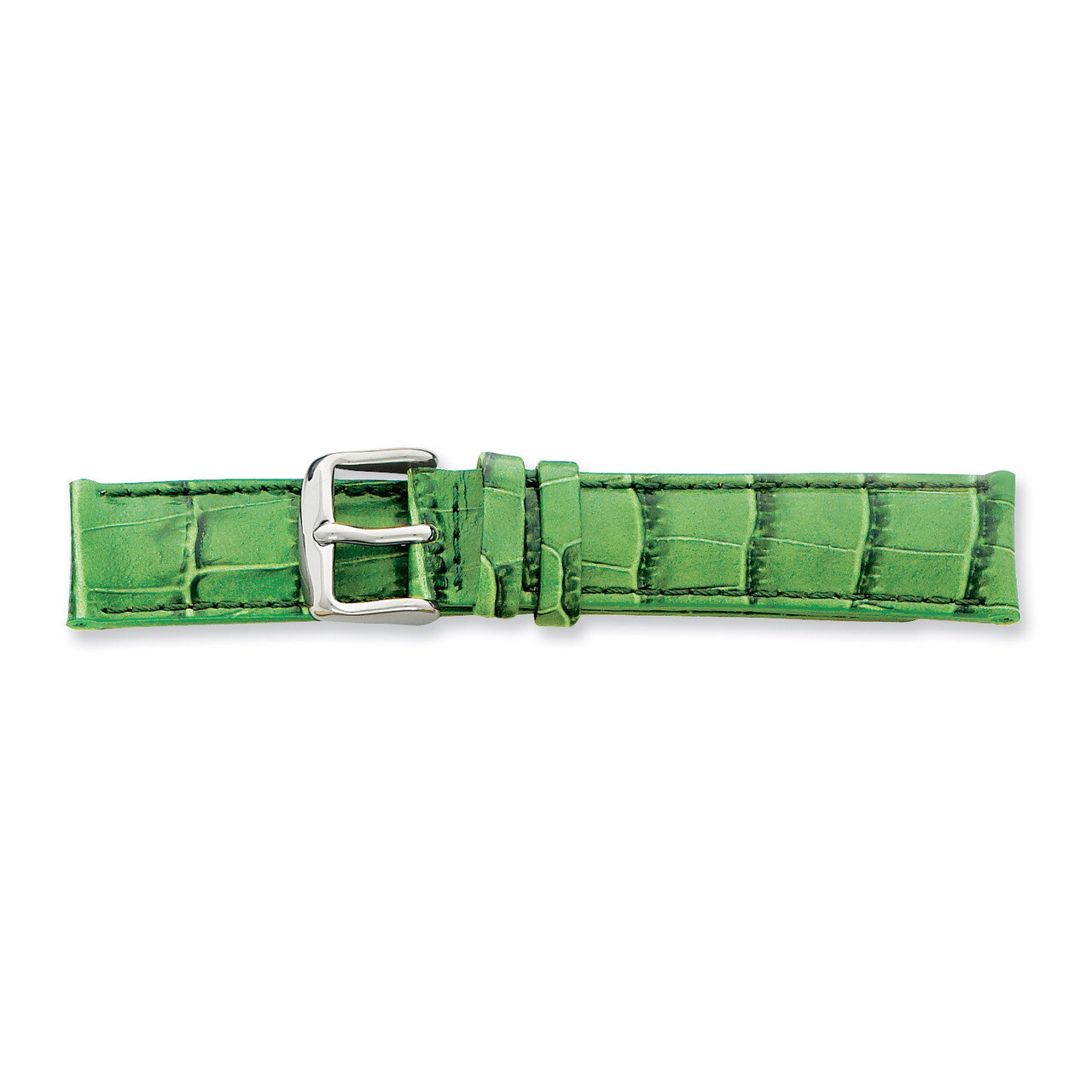 24mm Green Crocodile Grain Chrono Silver-tone Buckle Watch Band BA112-24, MPN: BA112-24, 8867741408…