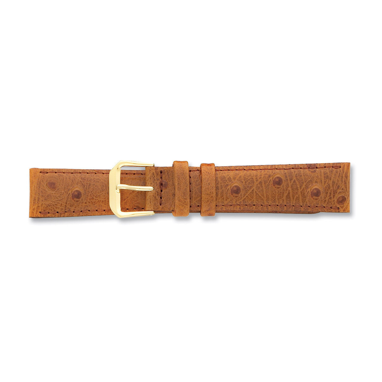 16mm Havana Ostrich Grain Leather Gld-tone Buckle Watch Band BA12-16