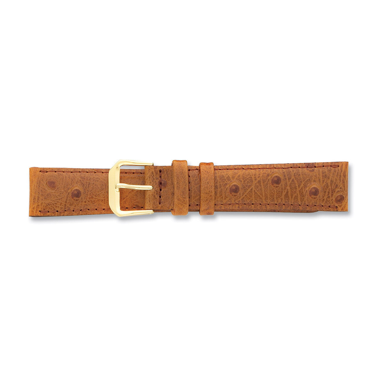 20mm Havana Ostrich Grain Leather Gld-tone Buckle Watch Band BA12-20, MPN: BA12-20, 886774141329