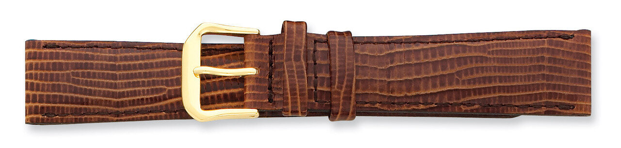 16mm Havana Snake Grain Leather Gold-tone Buckle Watch Band BA14-16, MPN: BA14-16, 886774142197