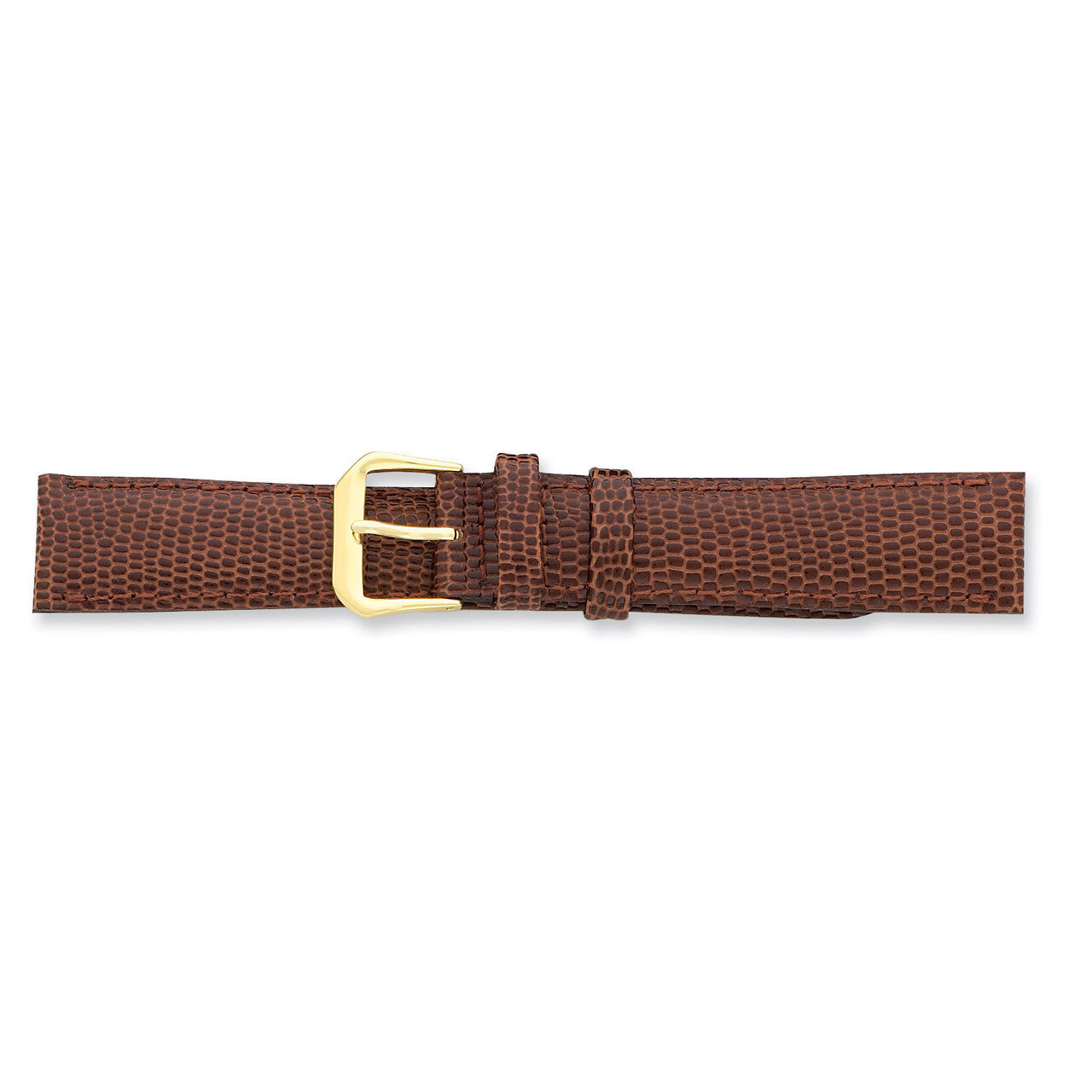 16mm Havana Lizard Grain Leather Gold-tone Buckle Watch Band BA17-16, MPN: BA17-16, 886774142746