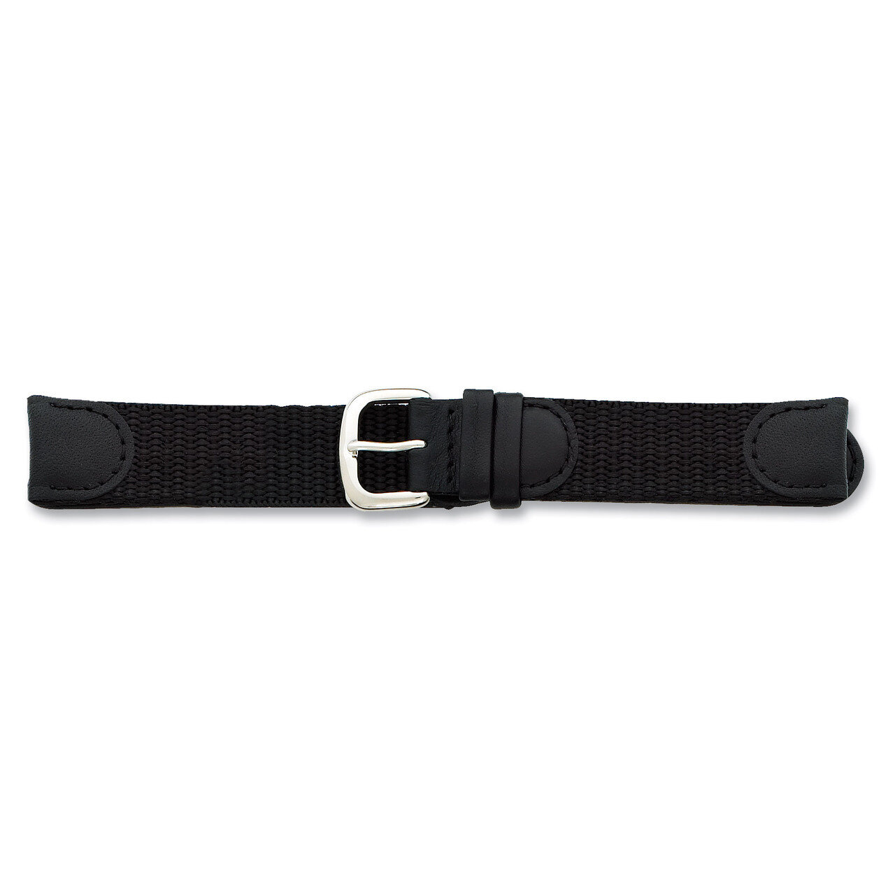 20mm Black Army Style Fabric Silver-tone Buckle Watch Band BA21-20, MPN: BA21-20, 886774144290