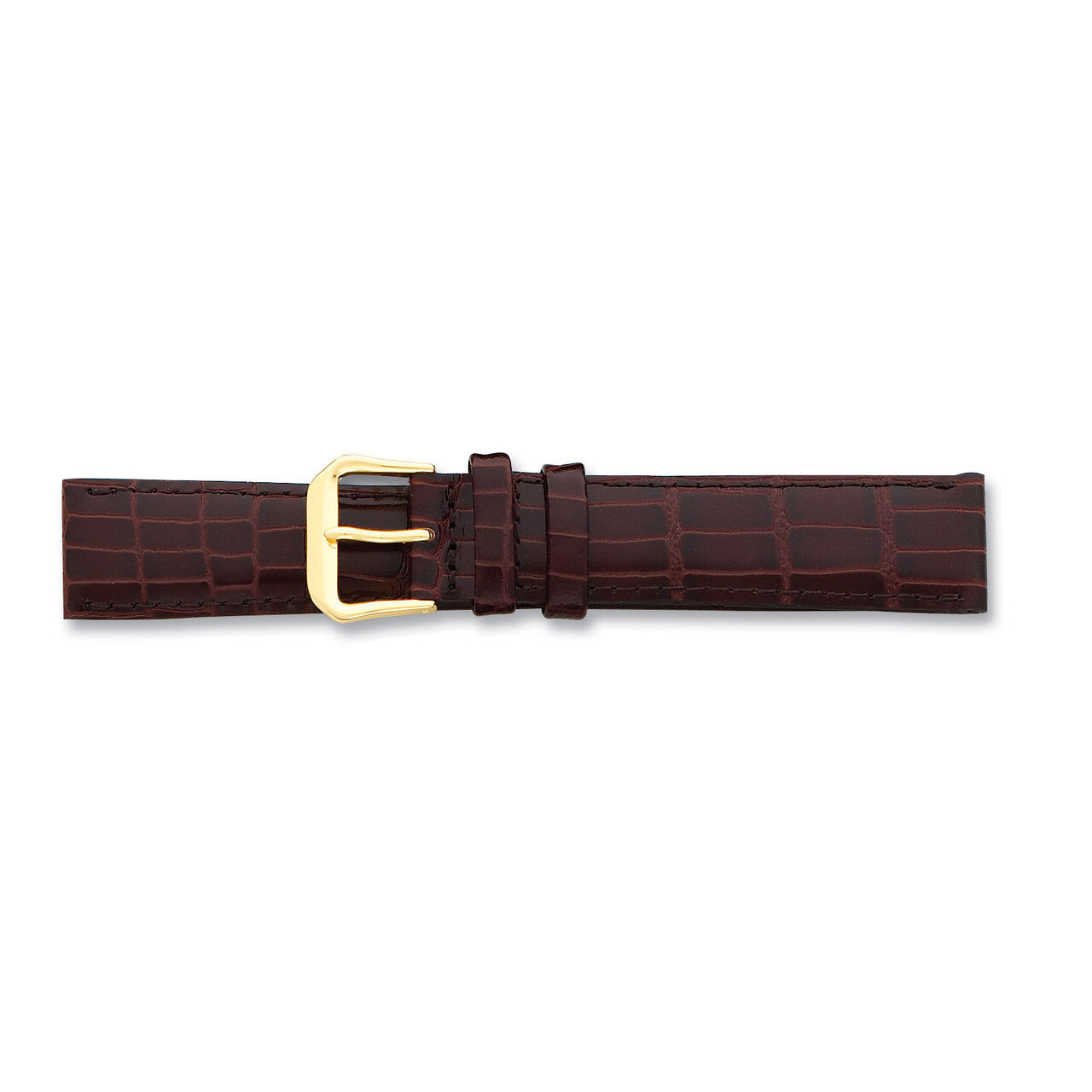 16mm Brown Wild Alligator Gold-tone Buckle Watch Band BA88-16, MPN: BA88-16, 886774147017