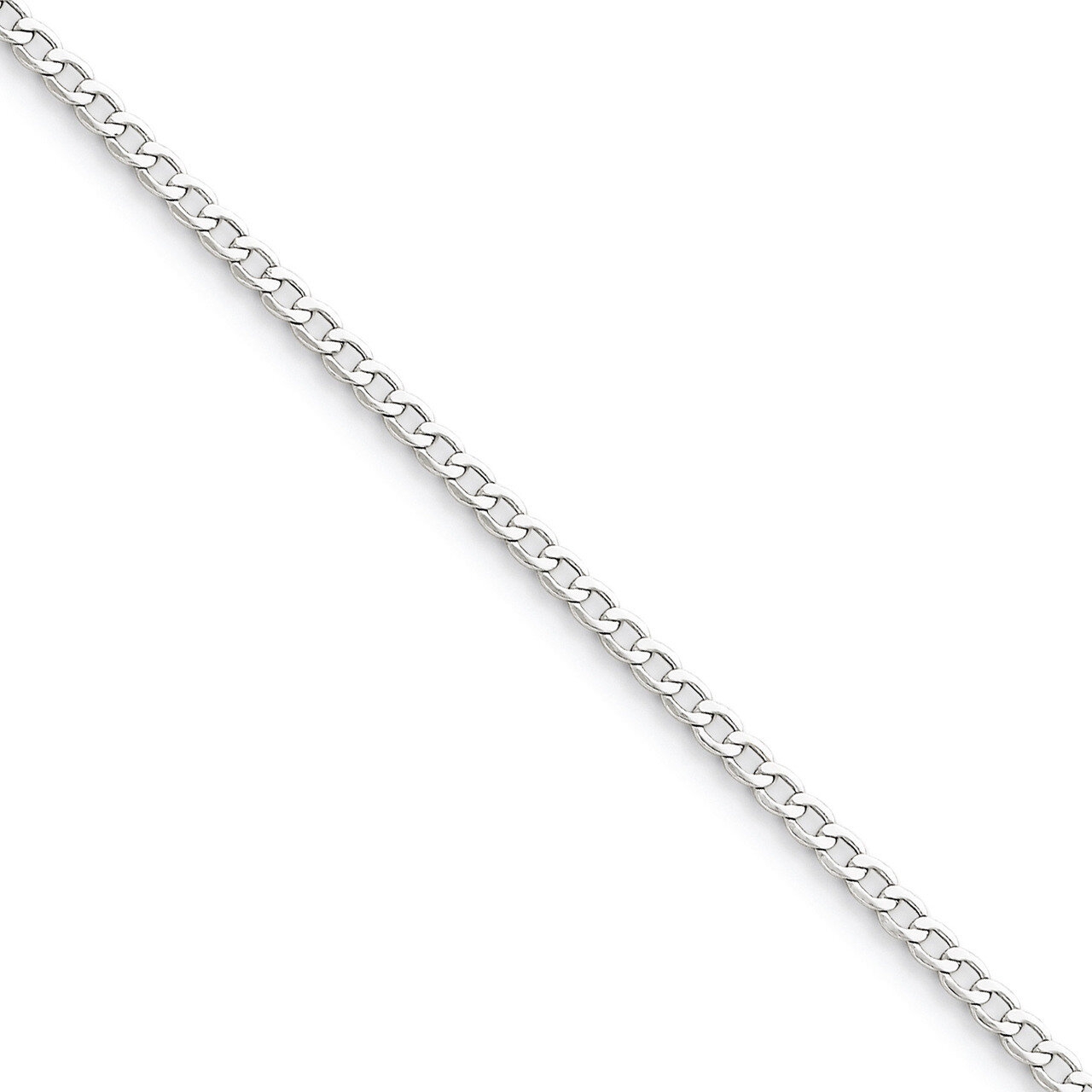 3.35mm Semi-Solid Curb Link Chain 16 Inch 14k White Gold BC103-16