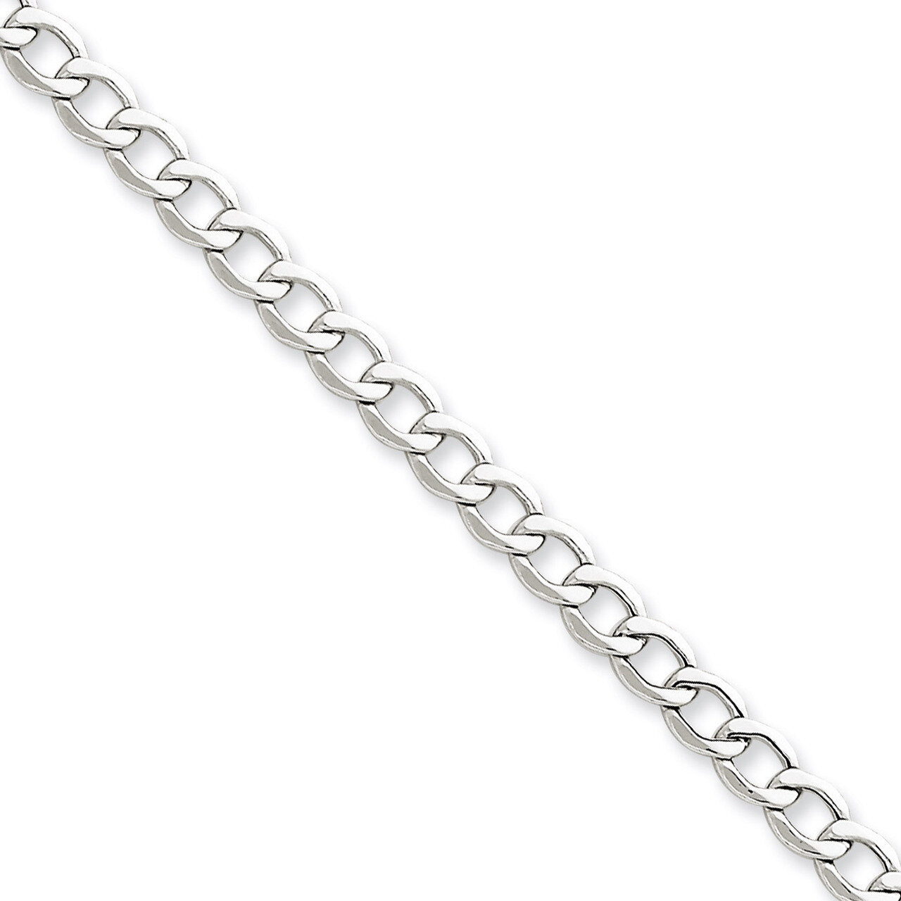5.25mm Semi-Solid Curb Link Chain 16 Inch 14k White Gold BC105-16